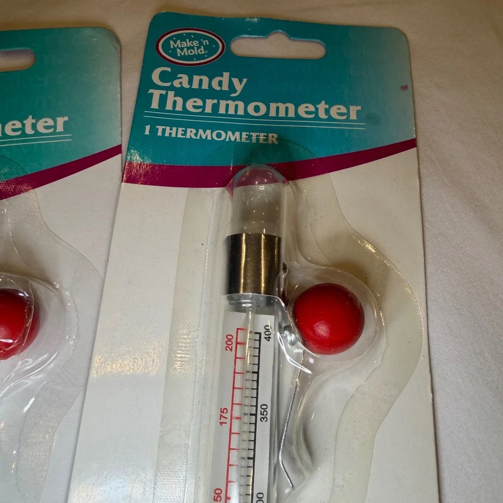 Make n Mold Candy Thermometer Lot of 2 Glass with Pan Clip 400F 5620-Thermometer